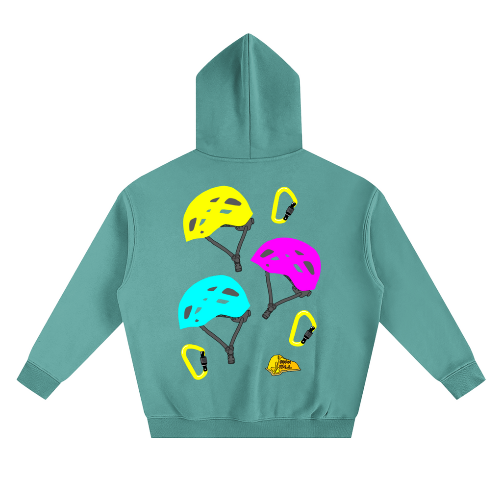 Helmet and carabiner hoodie